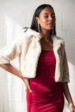 Lucie Faux Fur Crop Jacket Cream