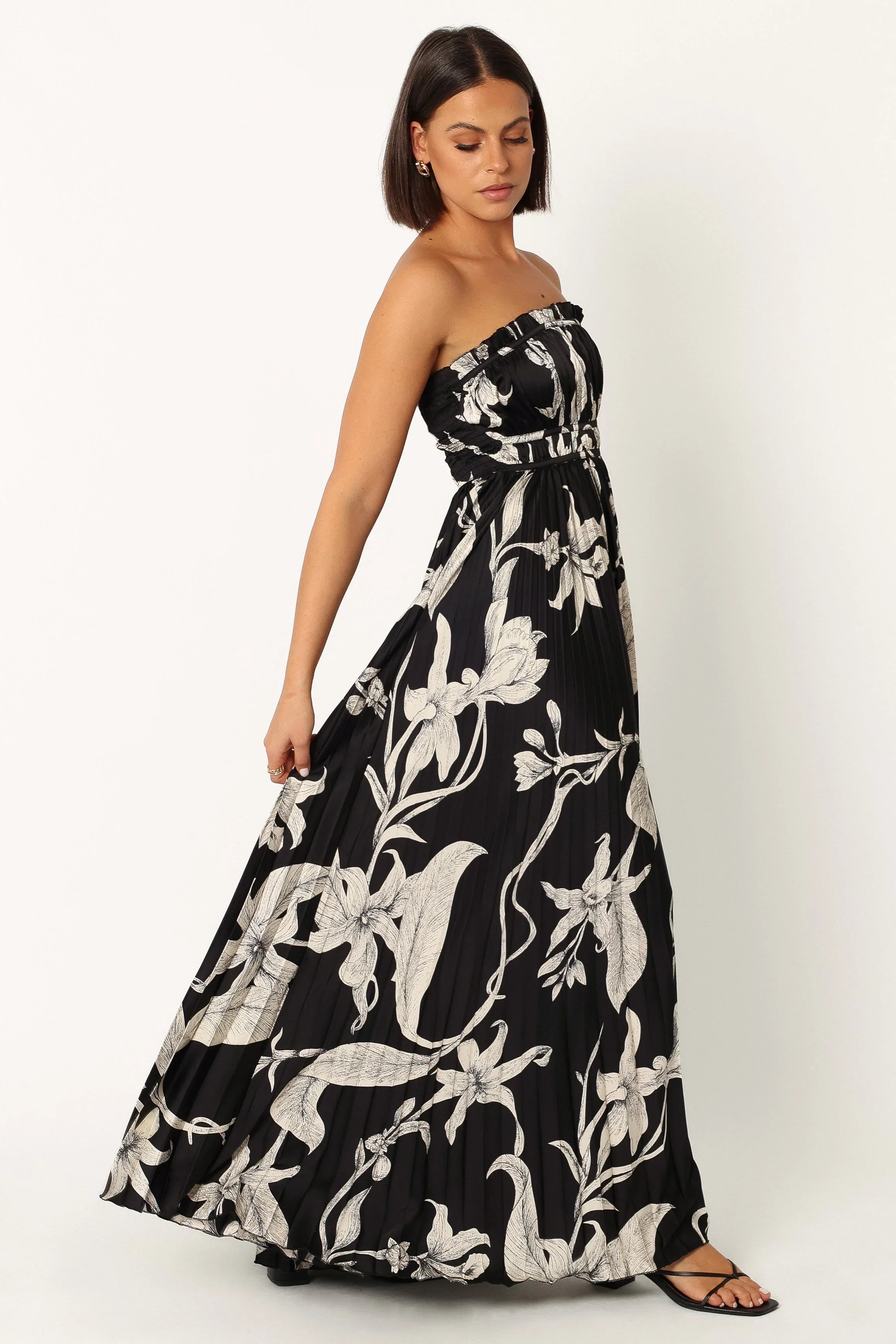 Angelique Strapless Maxi Dress Black Floral