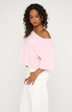 Need More Time Off Shoulder Oversized Tee Pink