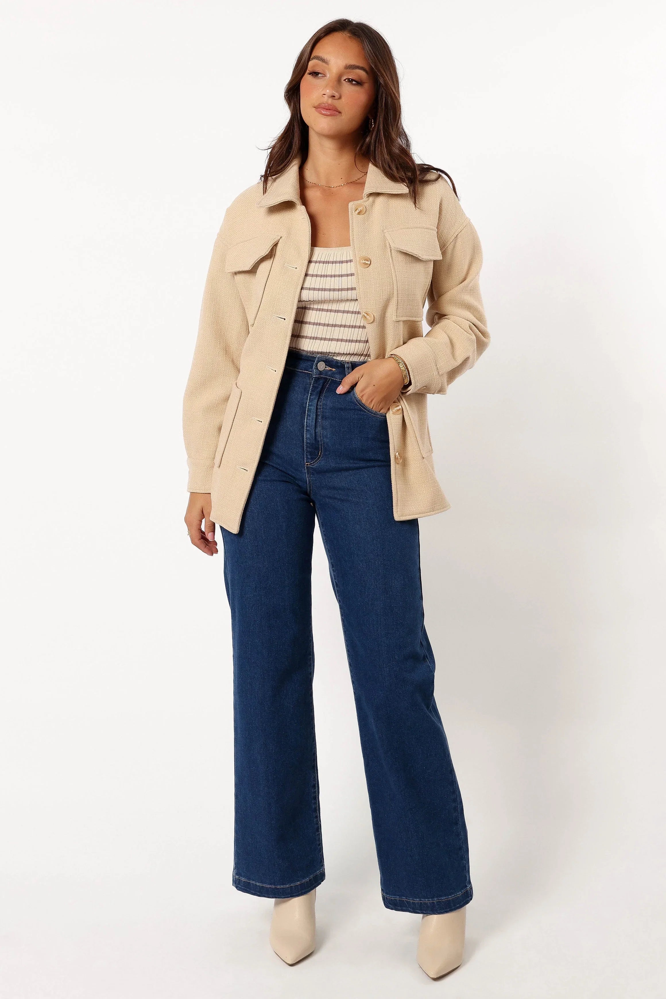 Arlow Tie Front Shacket Cream