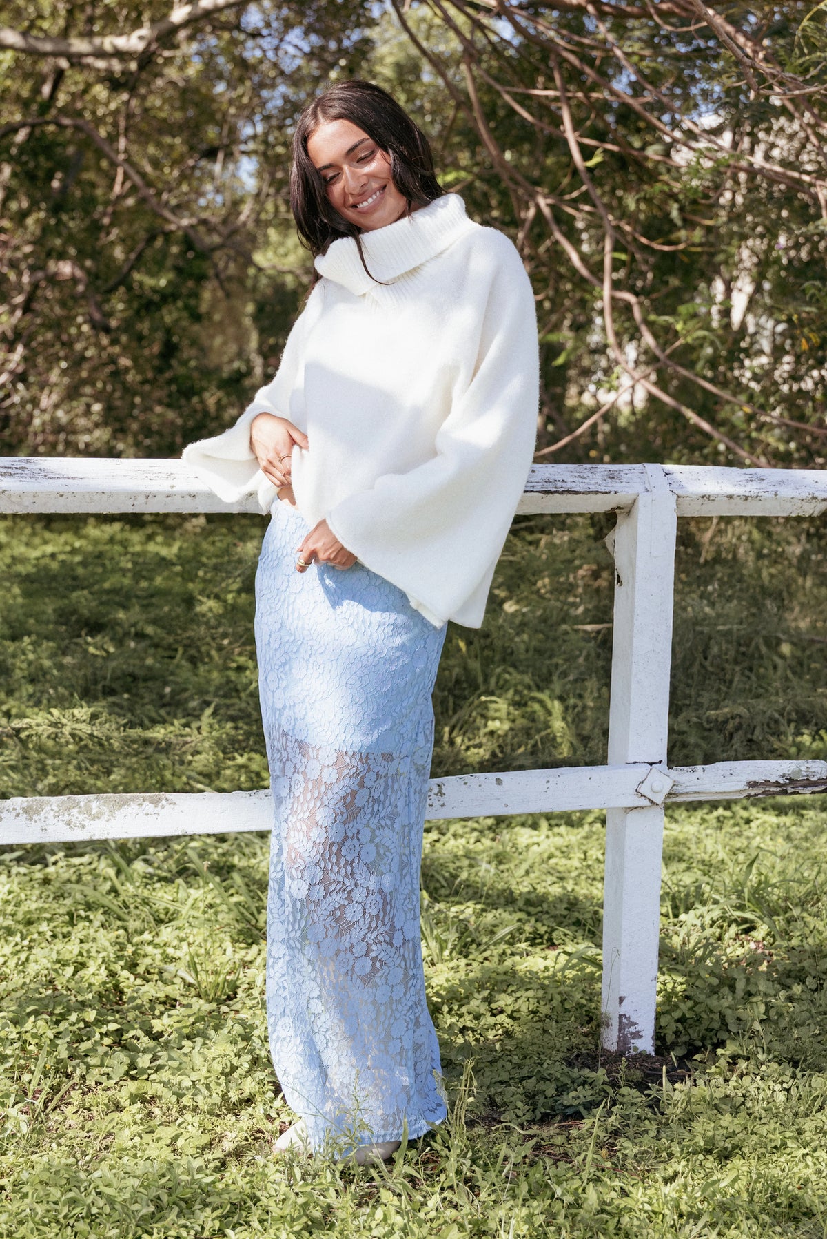 Brittany Lace Maxi Skirt Blue