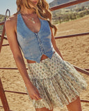 Majorie Denim Halter Neck Vest Top