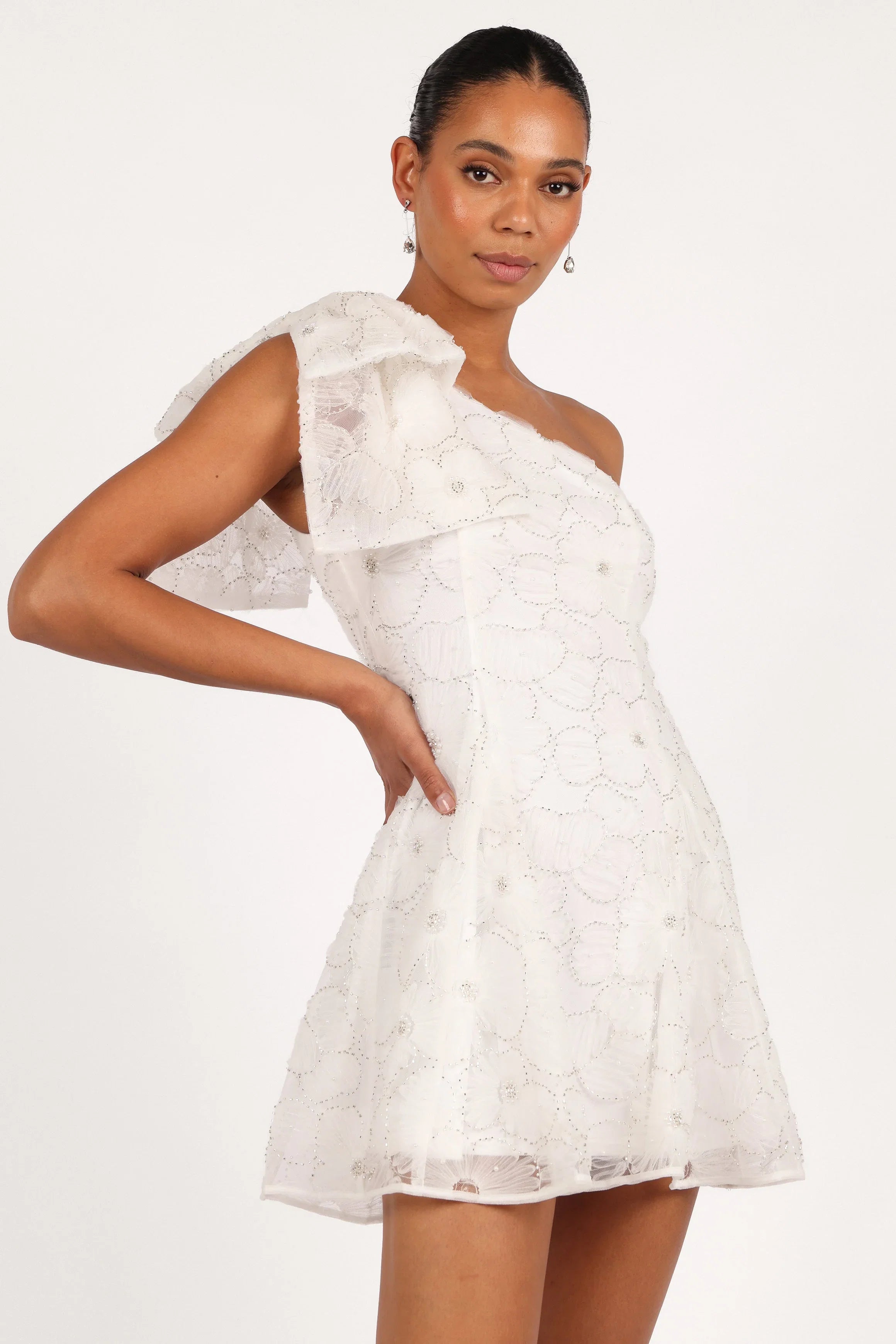 Ashly Off Shoulder Mini Dress White