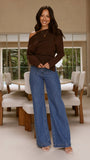 Eleora Long Sleeve Asymmetrical Top Brown
