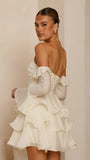 Harsha Off Shoulder Long Sleeve Mini Dress Cream
