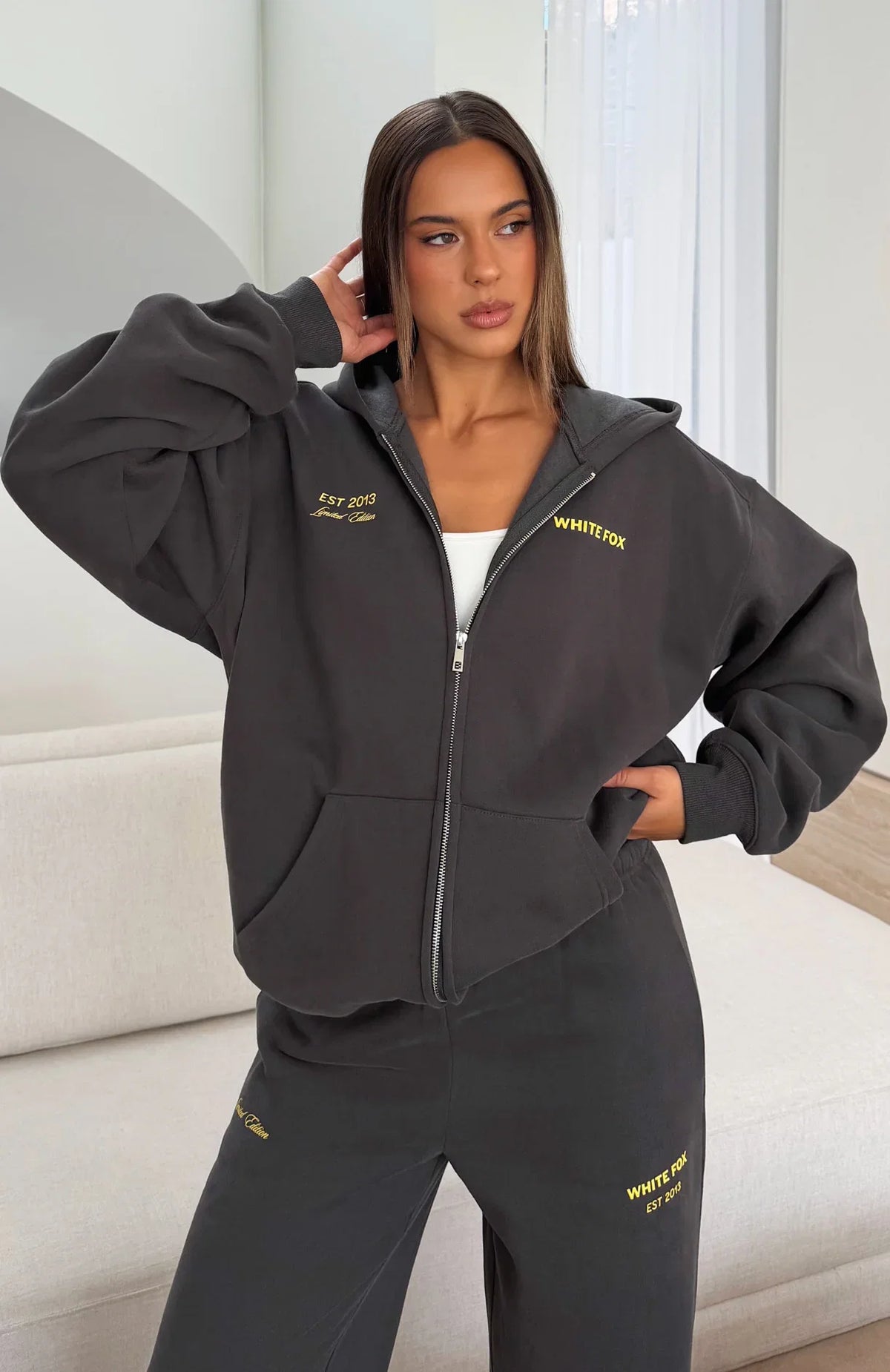 Proving Myself Wrong Zip Front Hoodie Charcoal