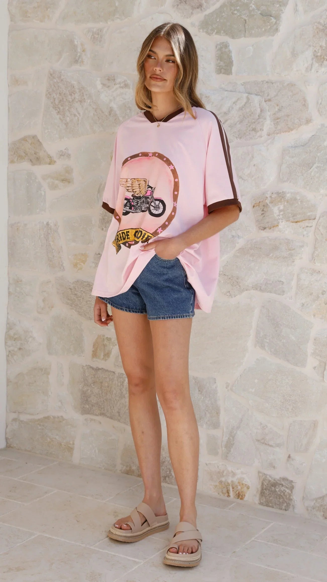 Avis Oversized Tee Ride or Die Print