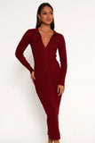 Collins Long Sleeve Midi Dress Wine