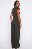 Break The Records Wide Leg Pants Charcoal
