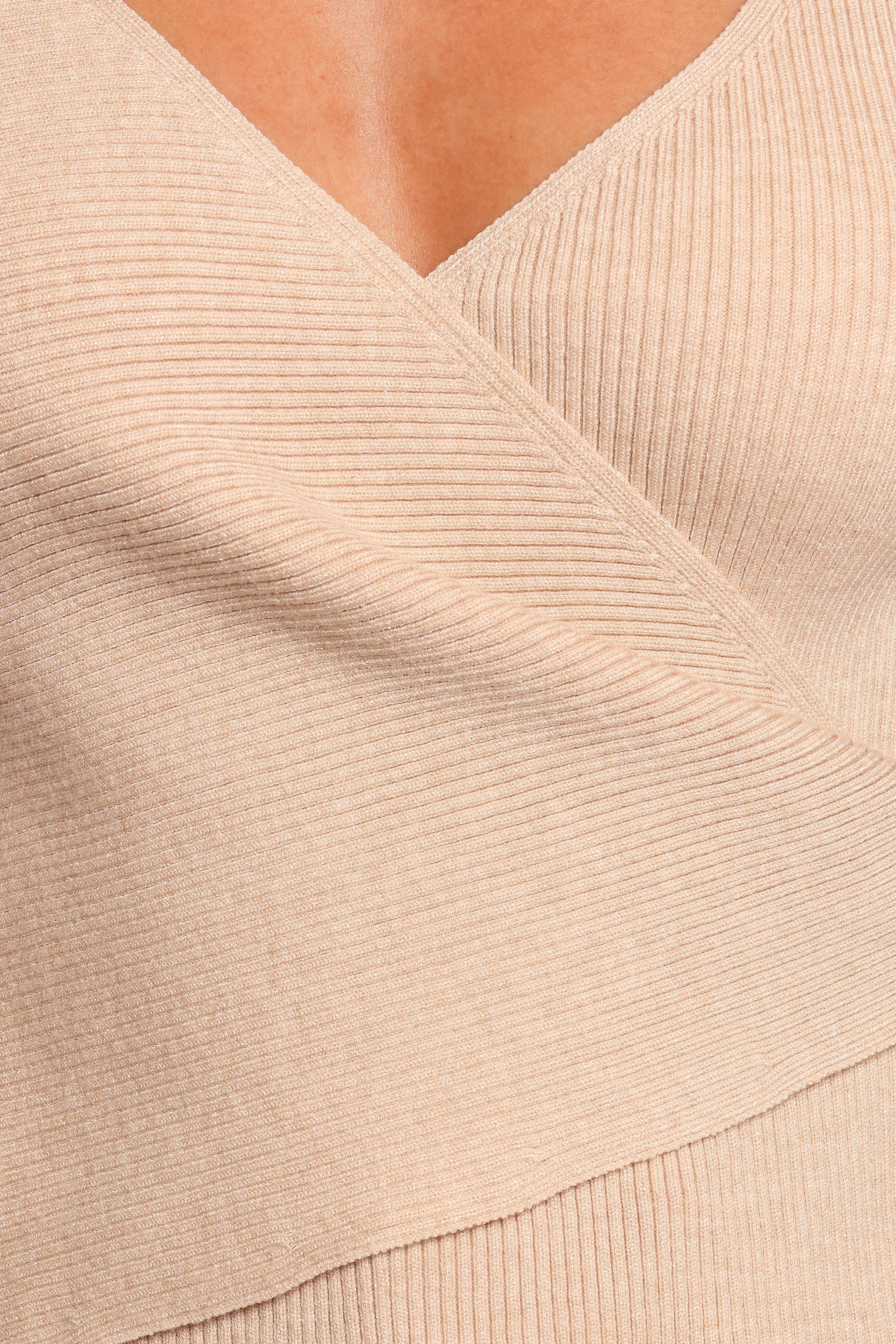 Lavia Knit Wrap Top Beige