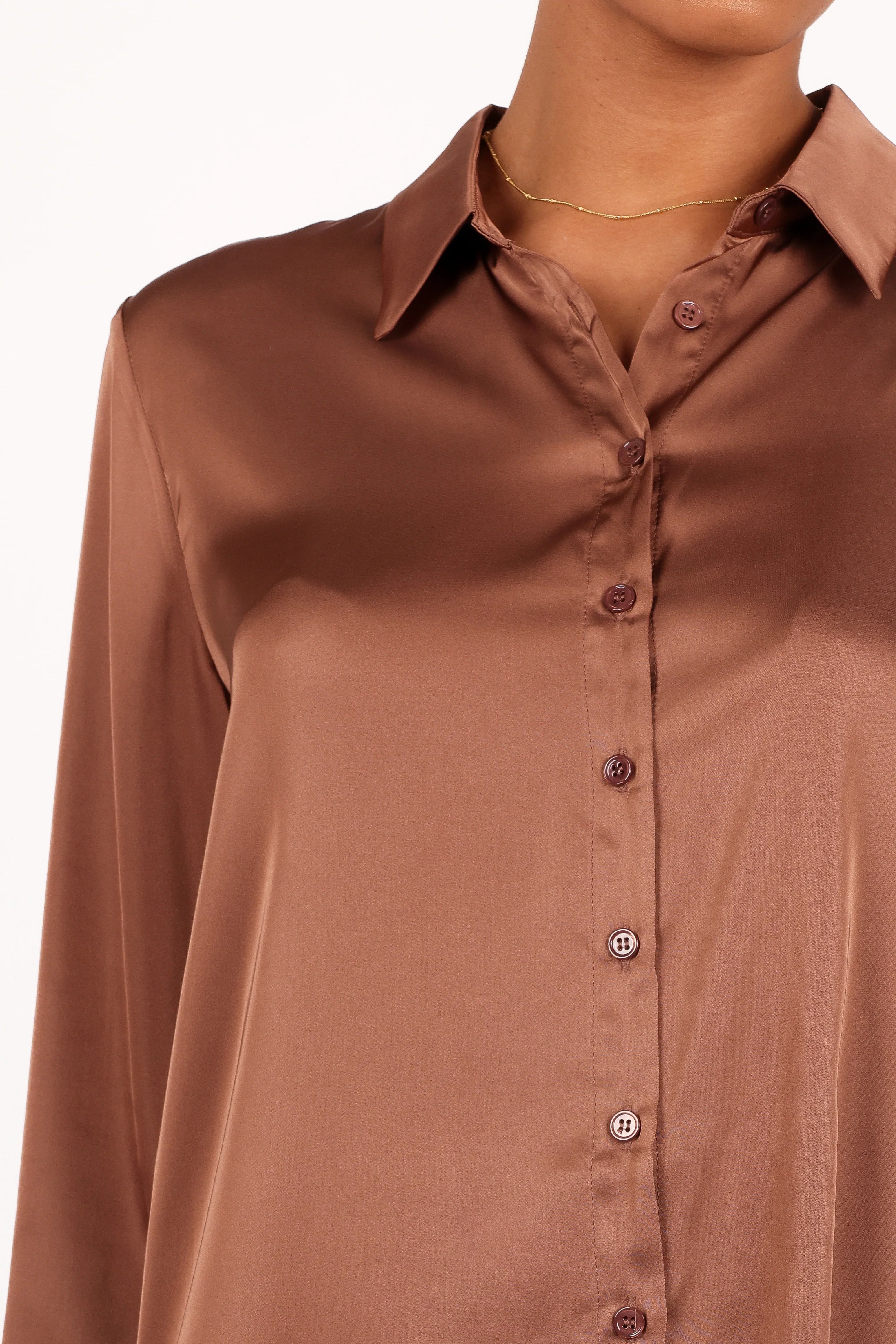 Narissa Satin Shirt Banksia Brown