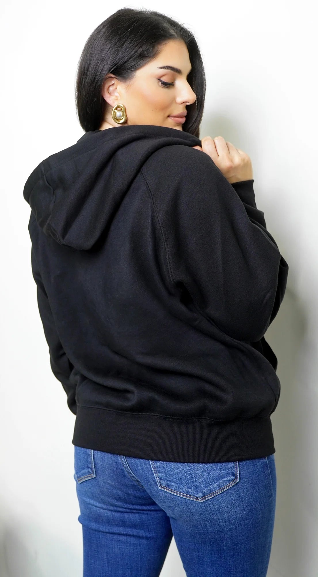 Off Duty Zip Up Boyfriend Hoodie Black