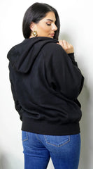 Off Duty Zip Up Boyfriend Hoodie Black