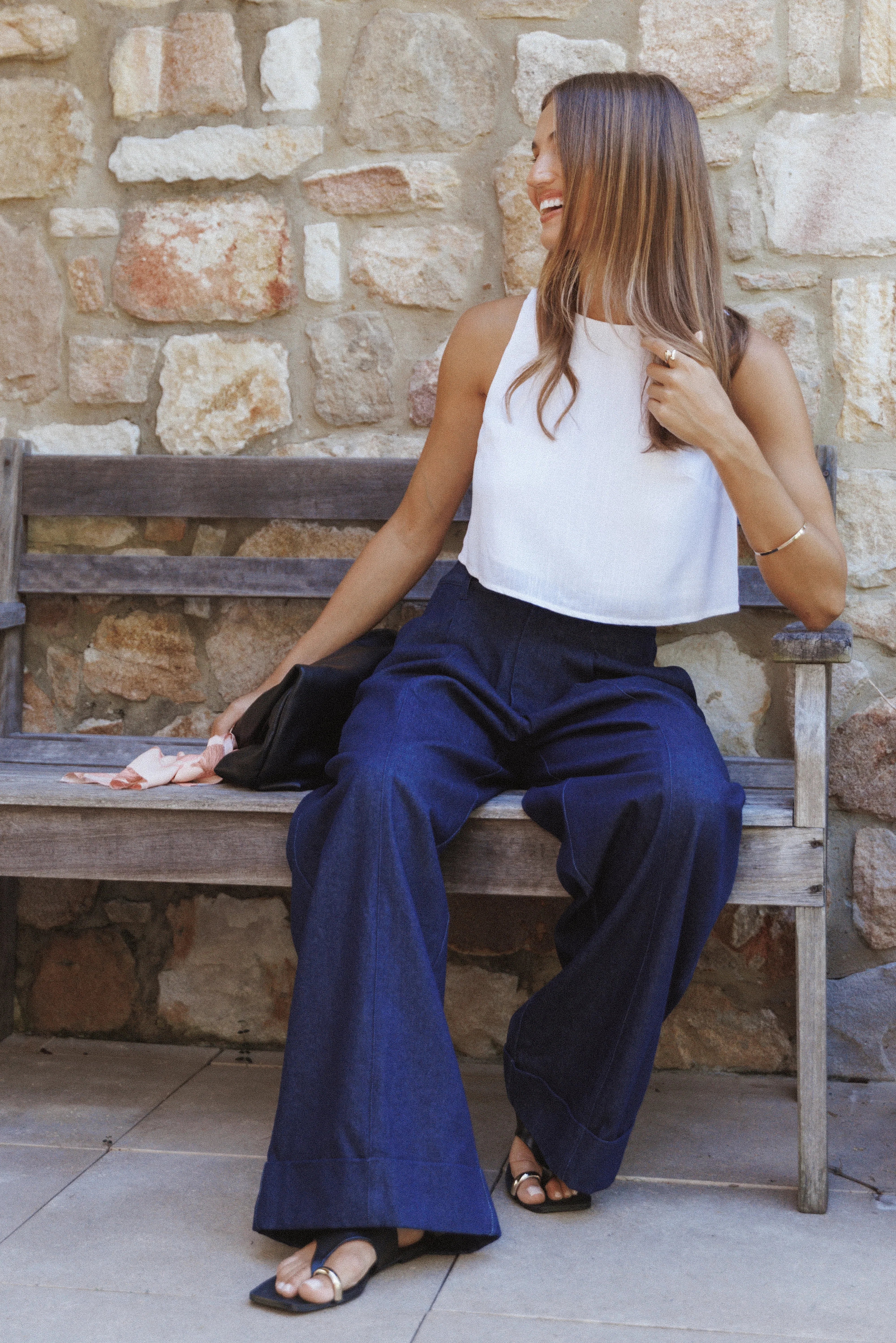 Madison Linen Cropped Tank White