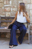 Madison Linen Cropped Tank White