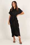 Stefan Wrap Front Midi Dress Black