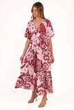 Shanae Maxi Dress Pink Brown Paisley