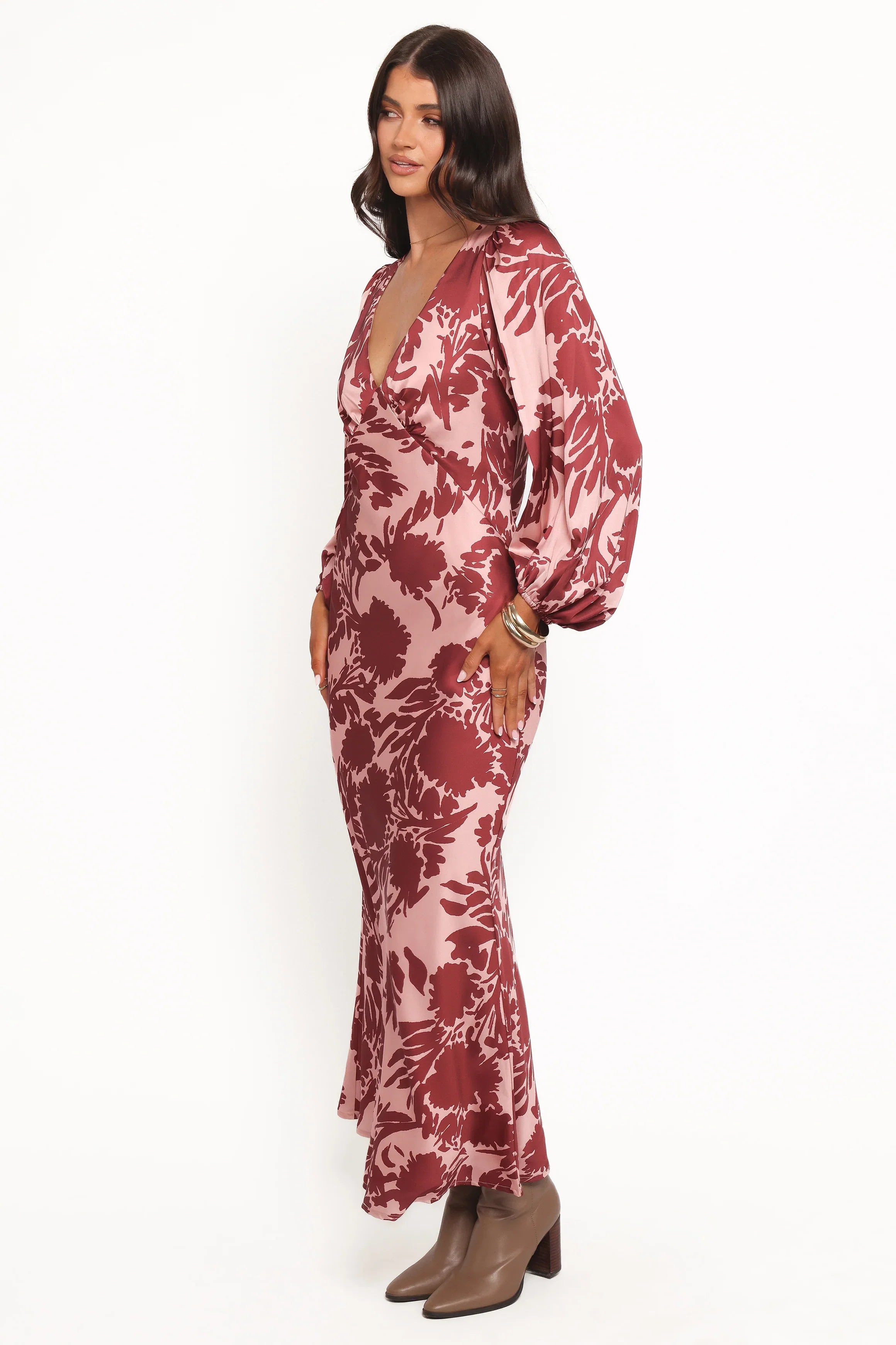 Varly Long Sleeve Dress Pale Burgundy