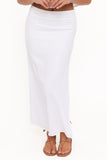Madison Linen Column Skirt White
