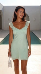 Mintéa Ruffle Trim Mini Dress Green