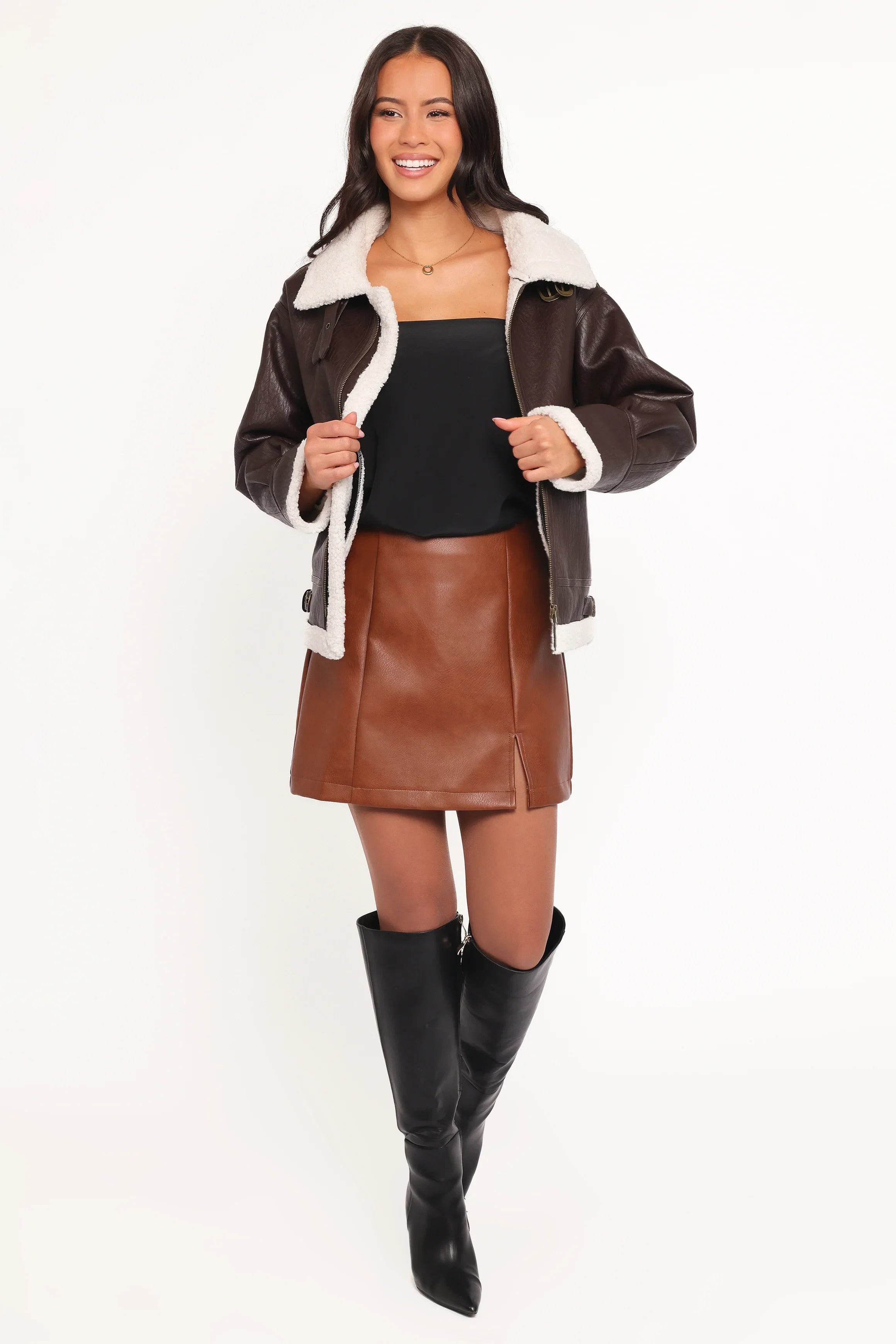 Baxter Shearling Lined Jacket Brown