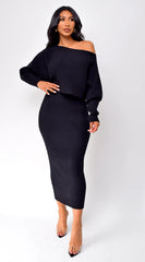 Biella Top Skirt Set Black