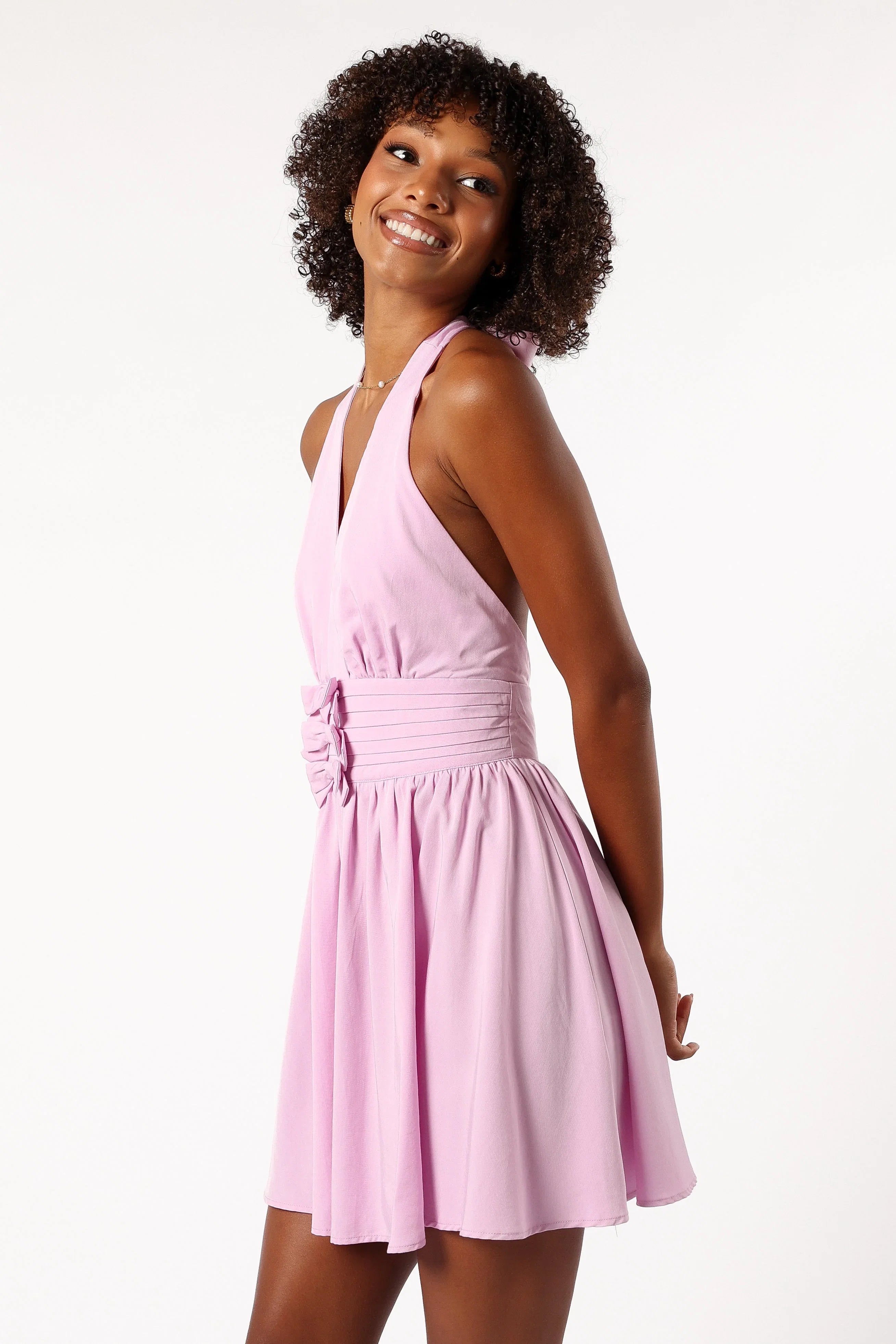 Leigh Halterneck Mini Dress Lavender