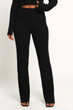 Gindie Ribbed Knit Off The Shoulder Pant Set Black