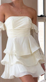 Harsha Off Shoulder Long Sleeve Mini Dress Cream