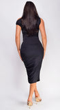 Naima Black Off Shoulder Midi Dress