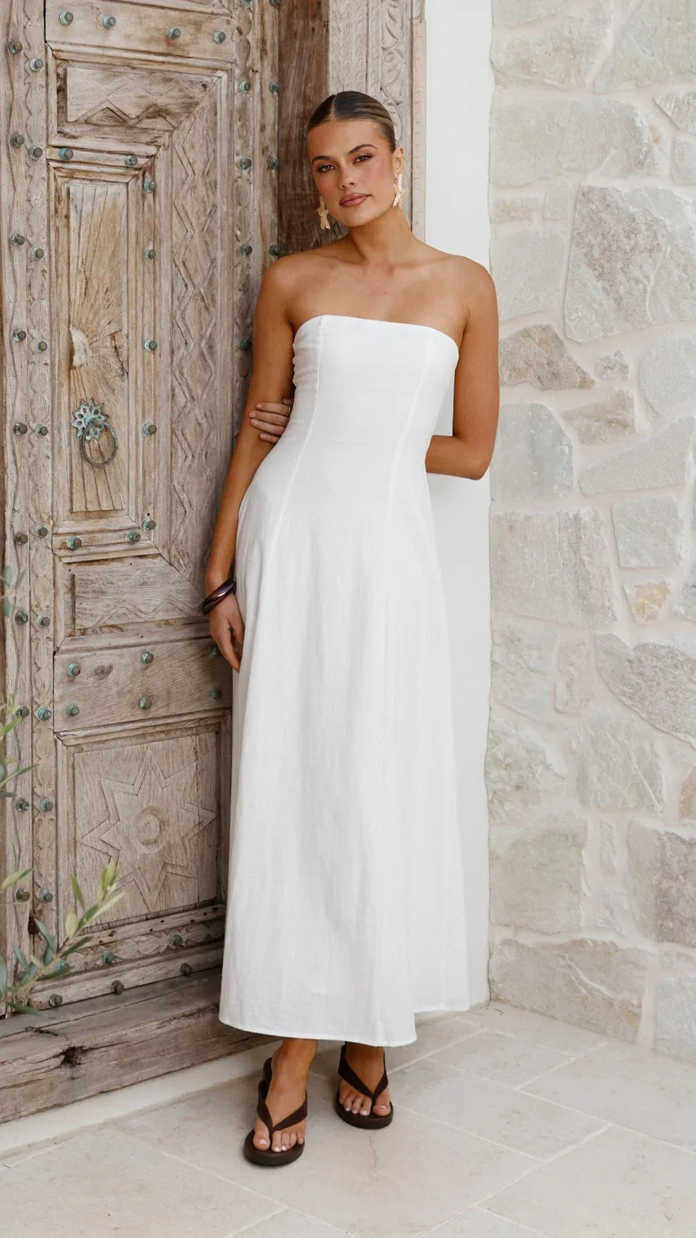 Astrid Strapless Maxi Dress White