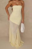 Sending My Best Strapless Maxi Dress Lemon