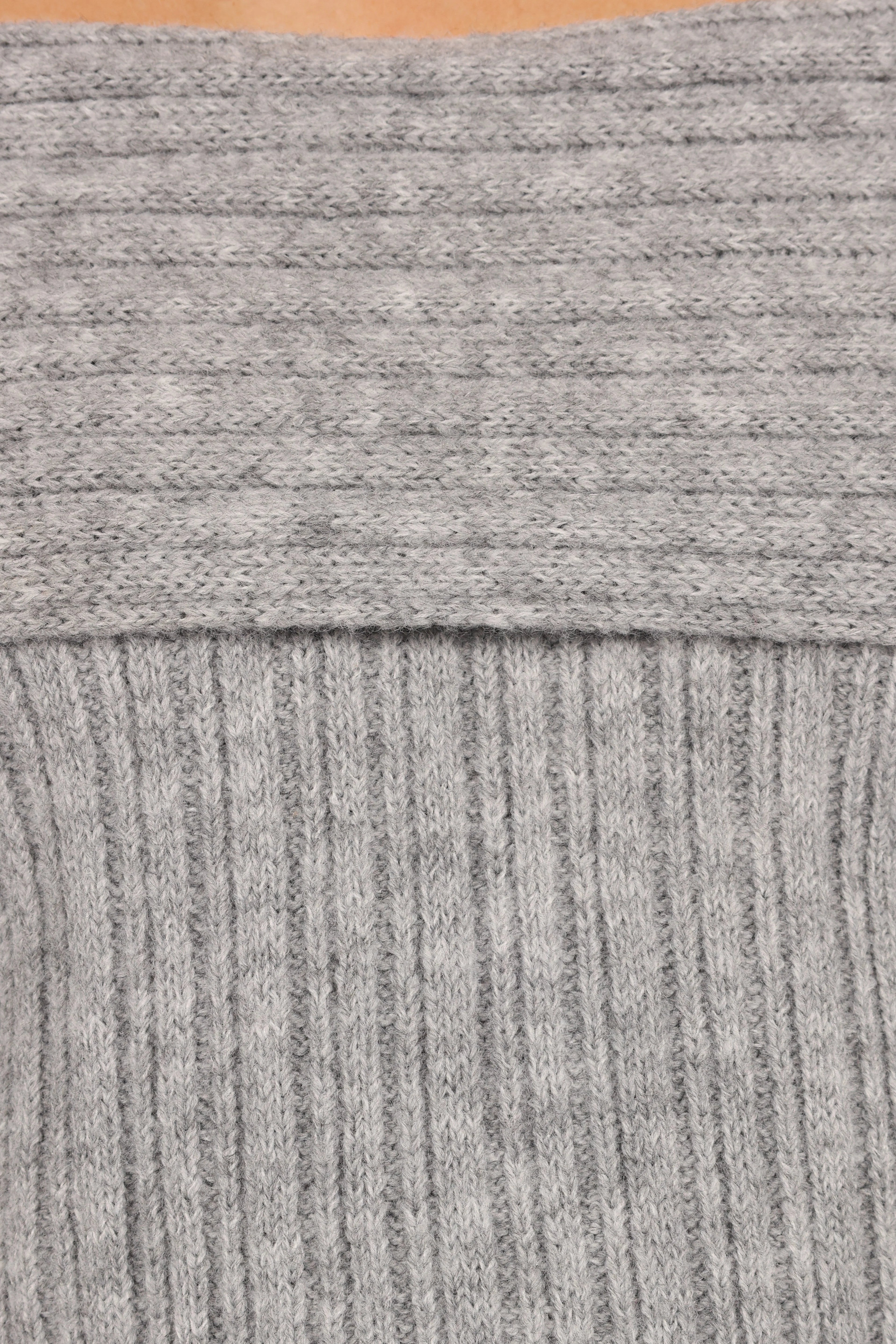 Kenny Off Shoulder Knit Sweater Grey
