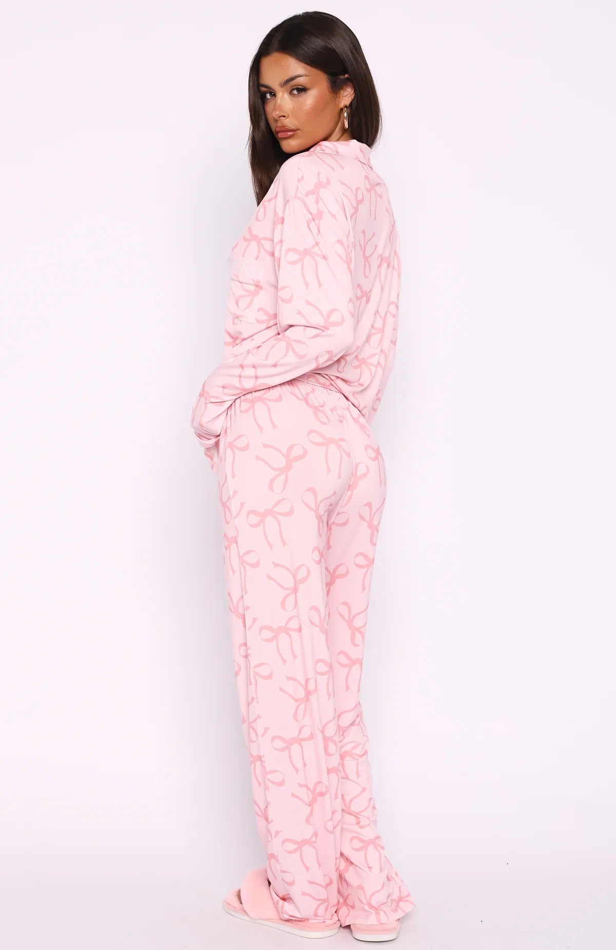 Pillow Talk Printed Long Sleeve Pyjama Set Posy Bow