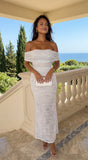 Florencia Lace Off Shoulder Maxi Dress White