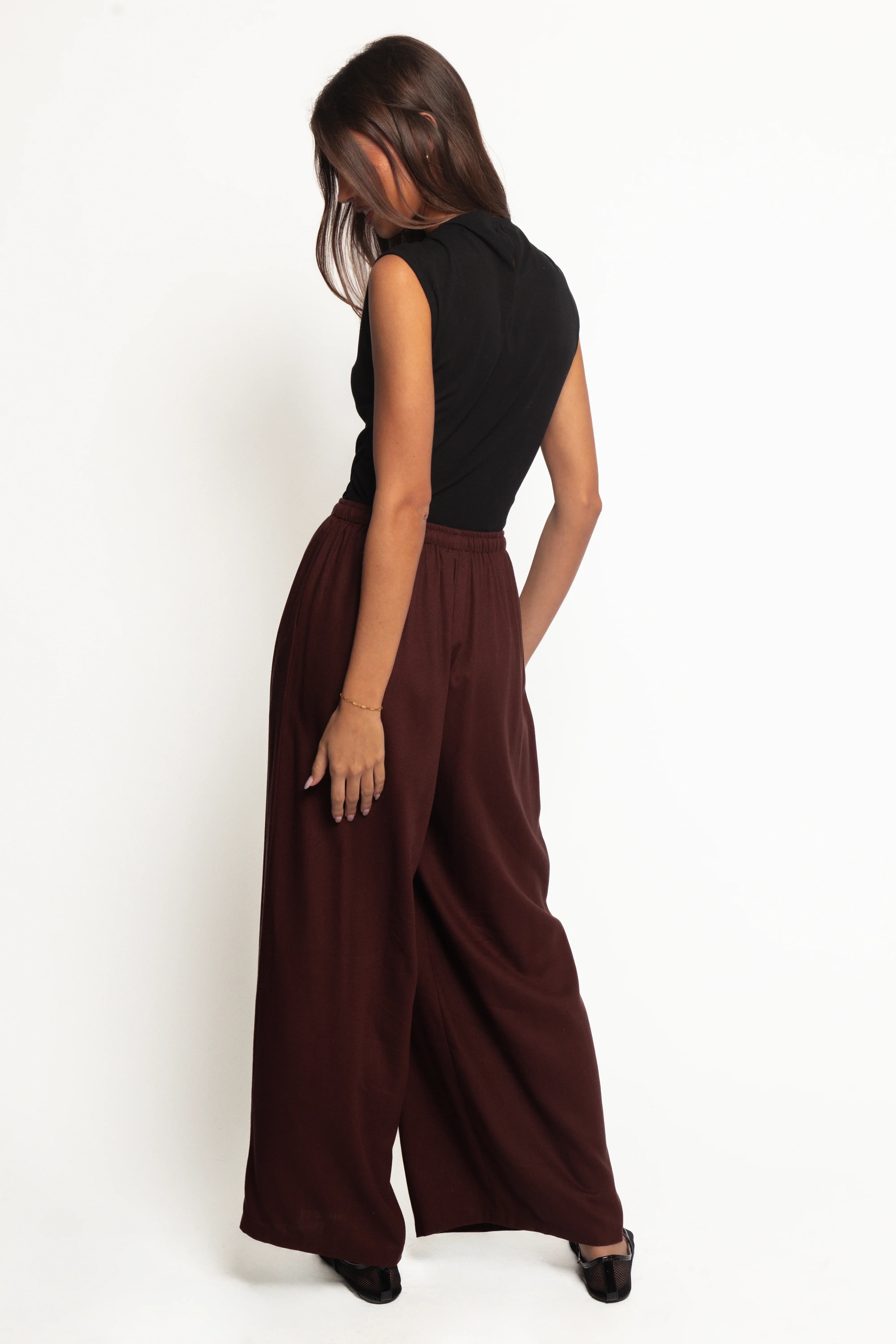 Zane Tie Waist Pant Chocolate
