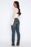 Wait For No One Low Rise Bootleg Jeans Mid Vintage Blue