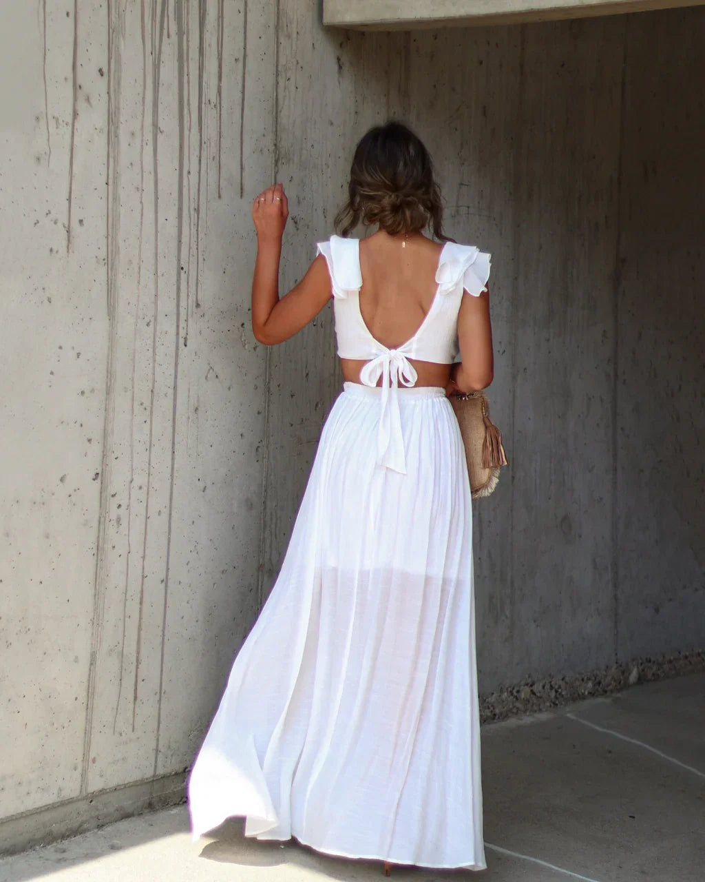 Soleil Cutout Ruffle Maxi Dress