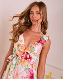 Refined Whisper Floral Ruffle Midi Dress