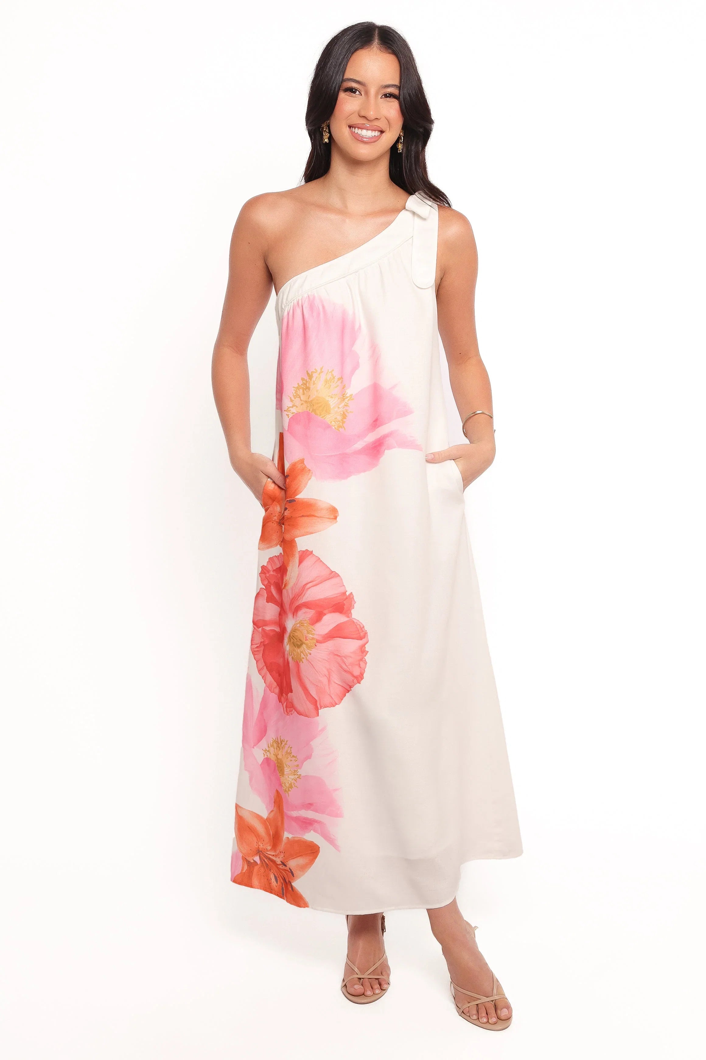 Charlize Maxi Dress White Pink