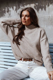 Brianna Mockneck Knit Sweater Beige