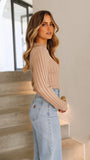 Imogen Long Sleeve Knit Crop Camel
