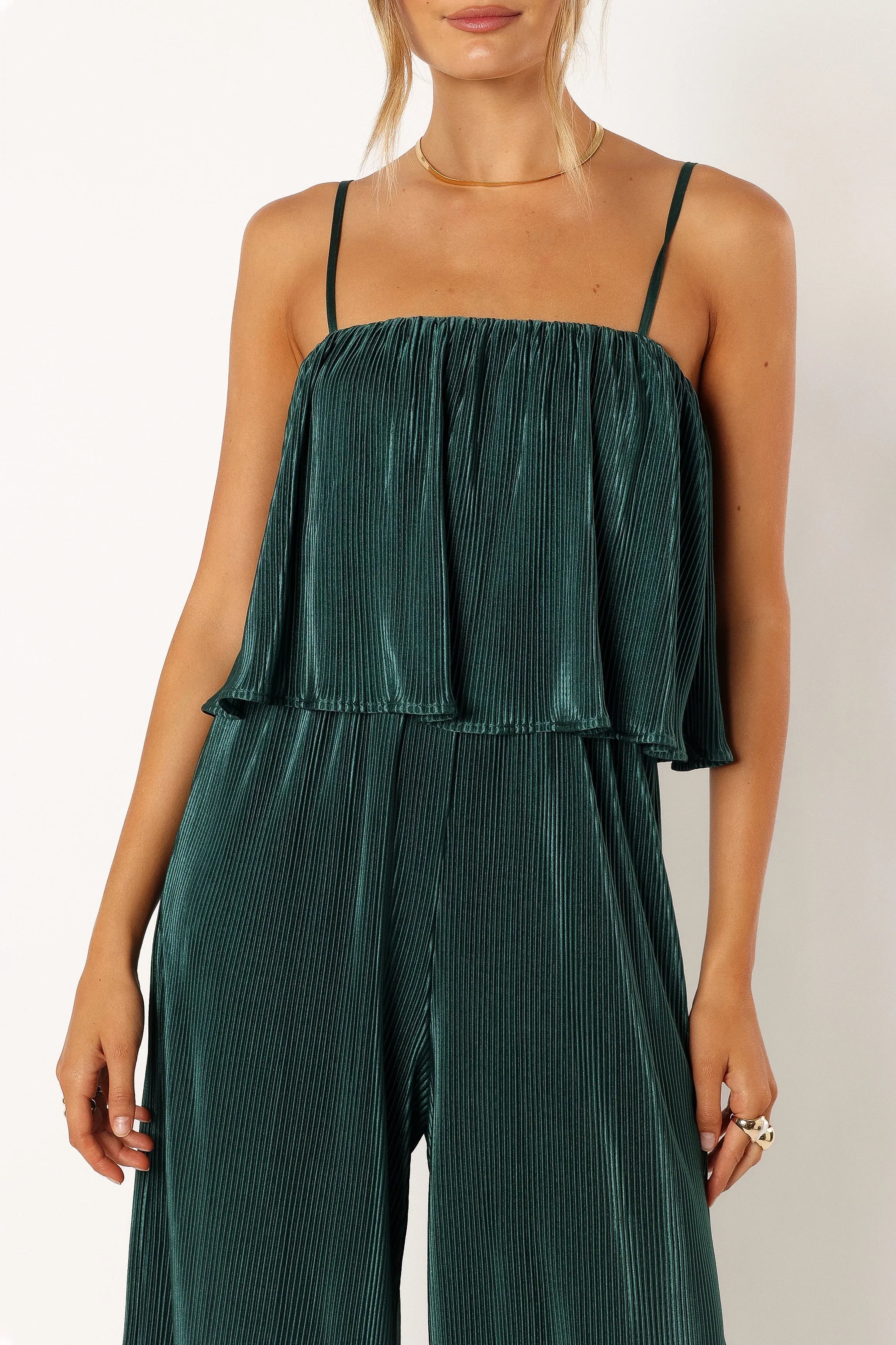 Jillian Plisse Jumpsuit Emerald