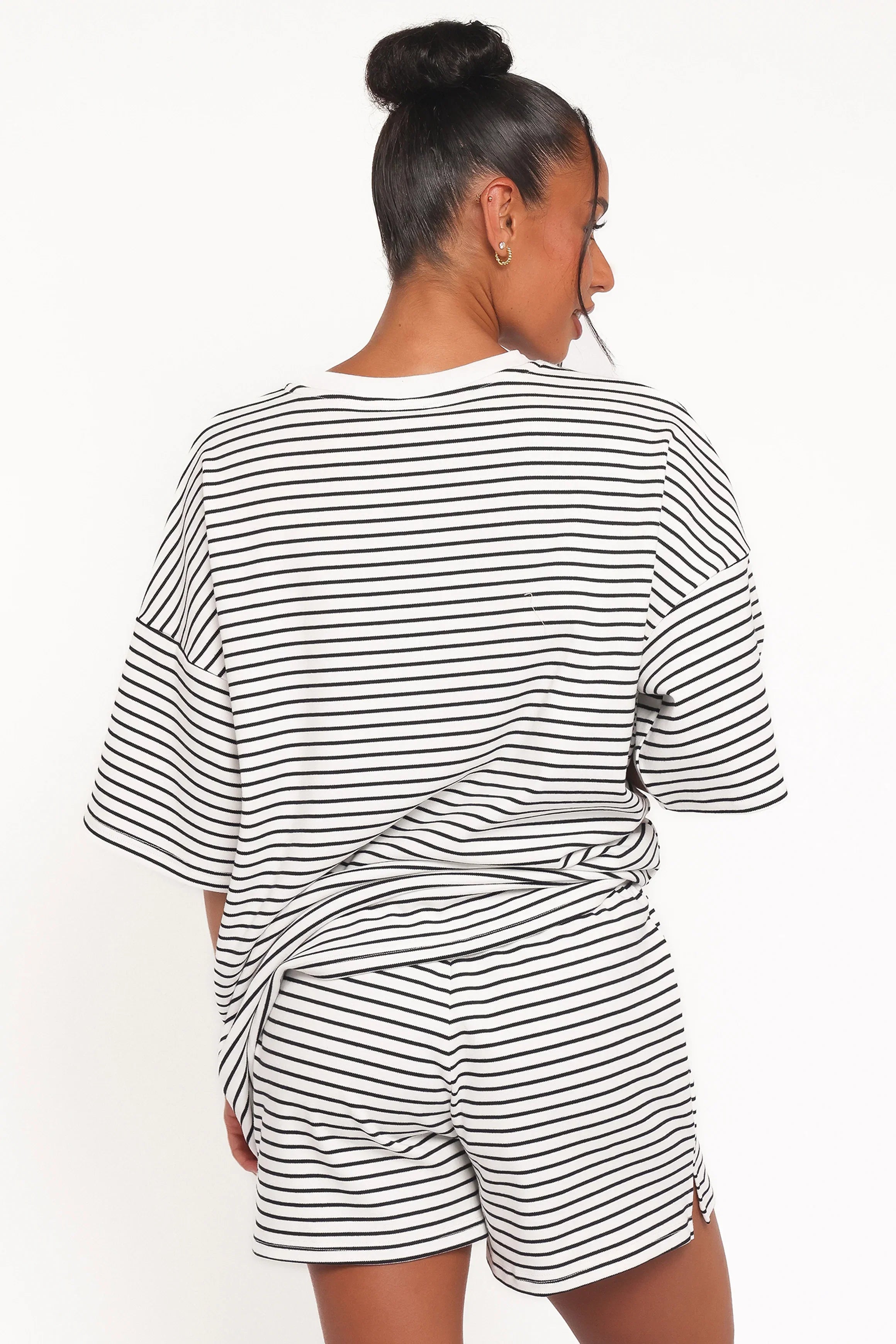 Hellen Stripe Short Set White Black Stripe