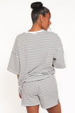 Hellen Stripe Short Set White Black Stripe