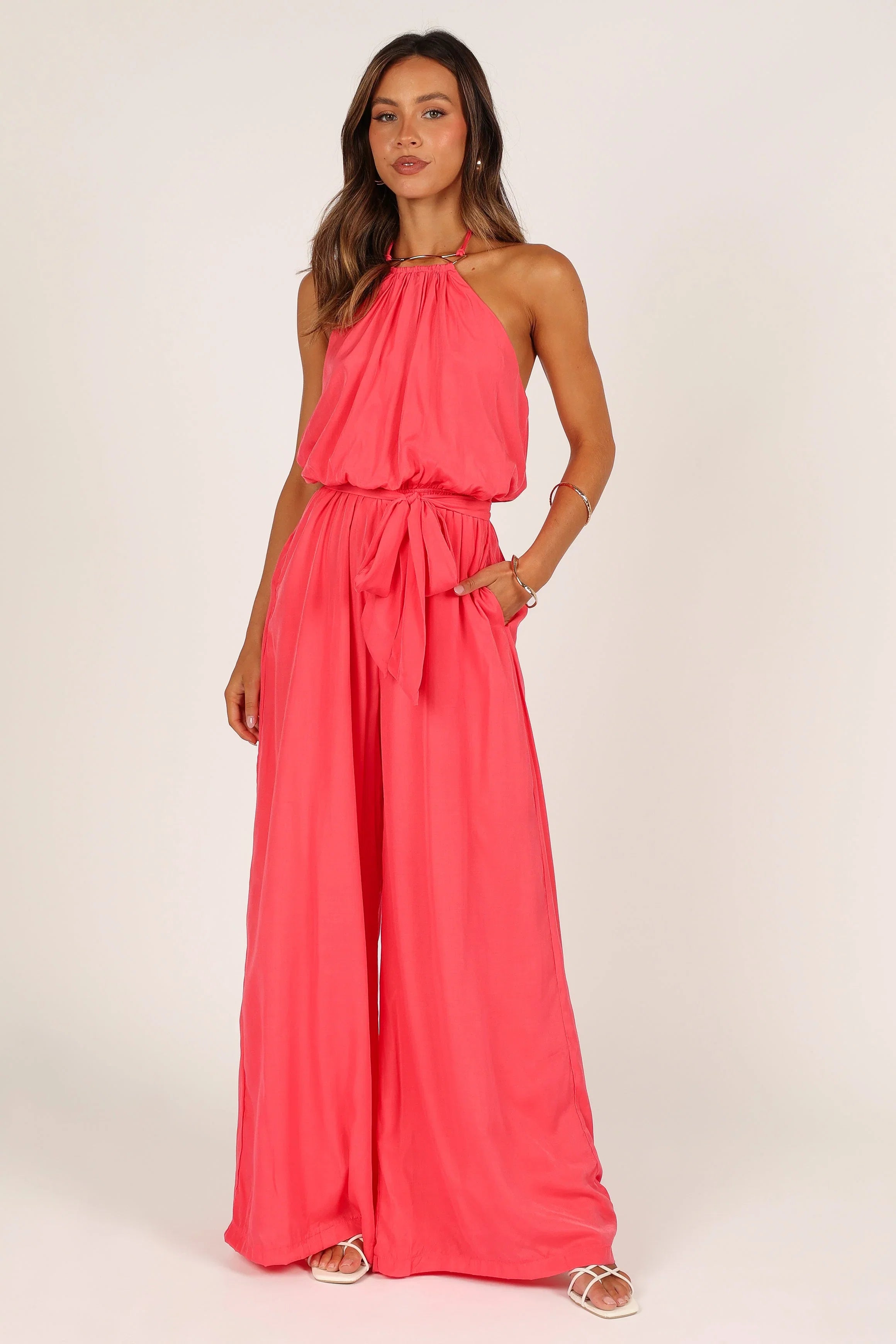 Dionne Halter Jumpsuit Flamingo