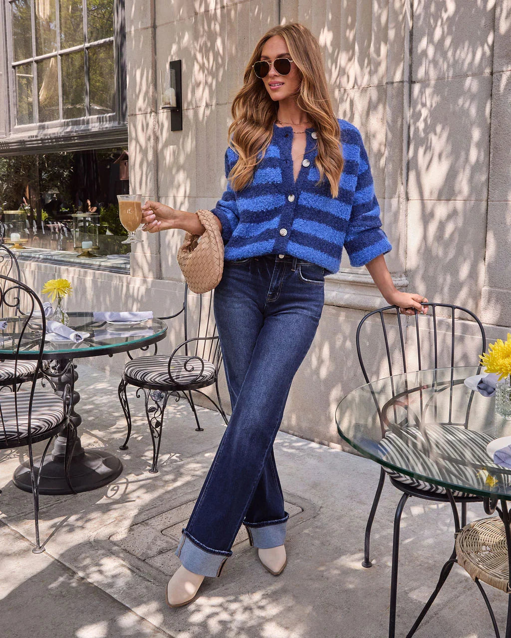 Nyra Stretch Straight Leg Cuffed Jeans
