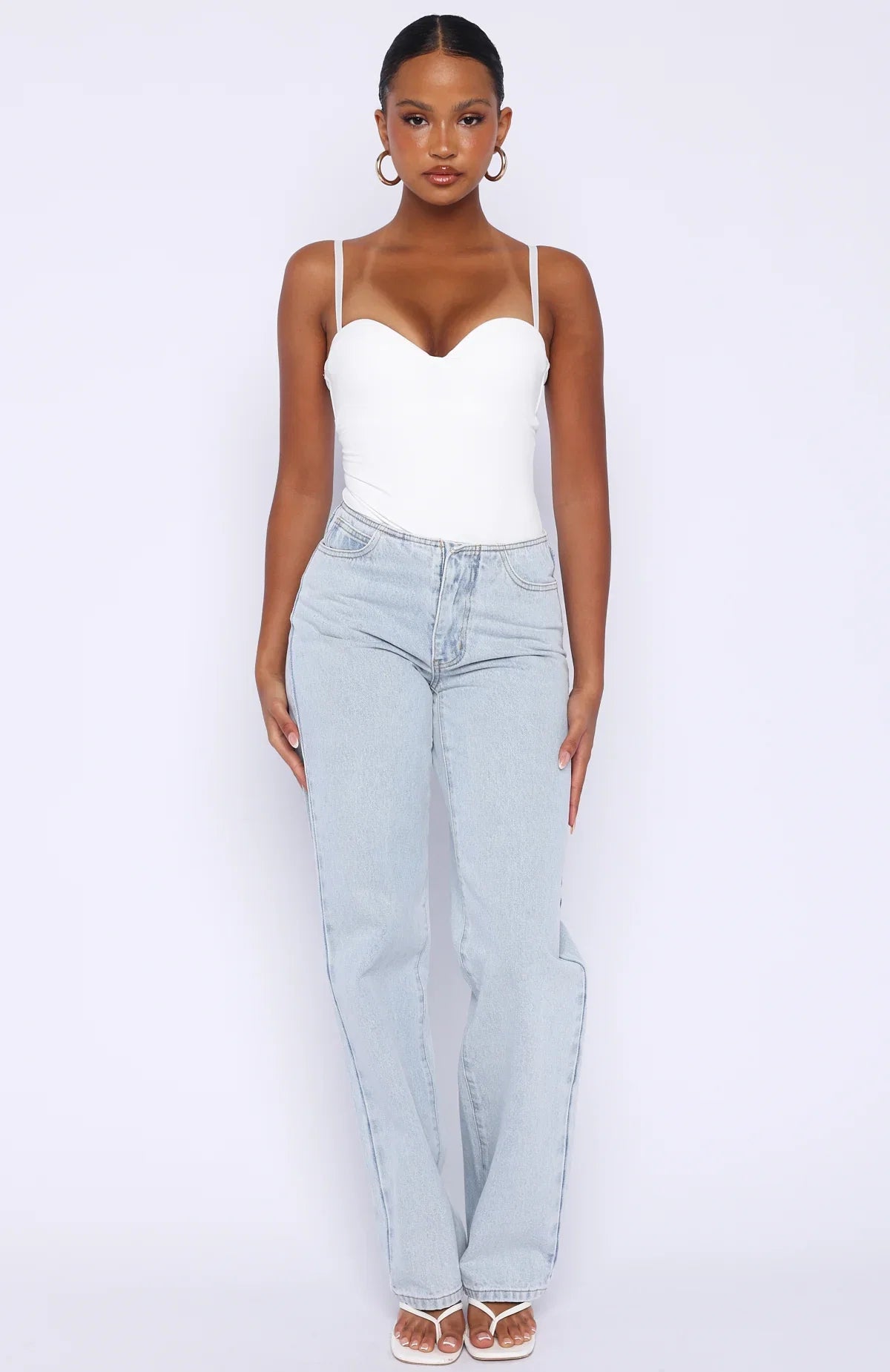 Overachieving Mid Rise Straight Leg Jeans Glacier Blue