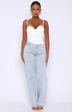 Overachieving Mid Rise Straight Leg Jeans Glacier Blue