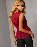 Sun Glow Pleated Chiffon Top